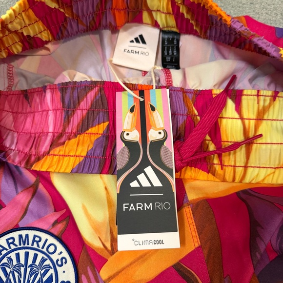 NWT - Adidas x FARM Rio Athletic Shorts in Tropical Pink Print - Small - Picture 4 of 5